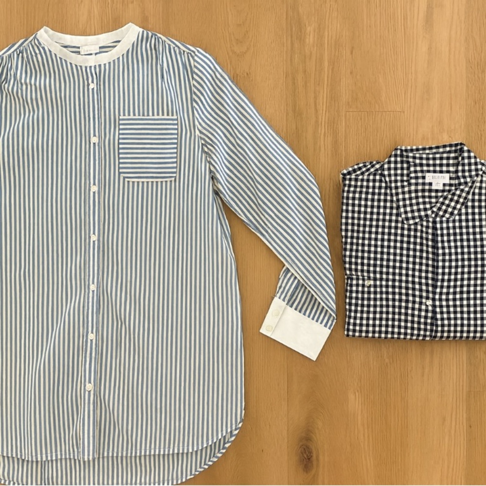 Lands' End Blue and White Striped Button Down Shirt & Croft Barrow